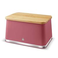 Swan Nordic Iron Body & Acacia Wood Lid Bread Bin - Fuchsia Rose