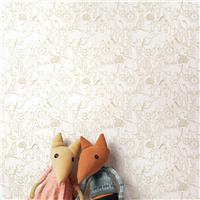 Hoopla Walls Animal Doodle Parchment Wallpaper