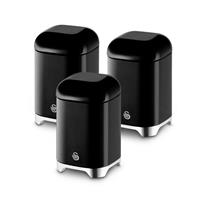 Swan Solace 1.5 Litre Cast Iron Set of 3 Food Storage Canisters - Black