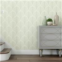 Hoopla Walls Elegance Leaf Fan Sage Wallpaper