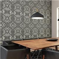 Hoopla Walls Elegance Ogee Damask Black Wallpaper