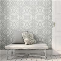 Hoopla Walls Elegance Ogee Damask Grey Wallpaper