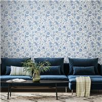 Hoopla Walls Floral Toile Blue Wallpaper
