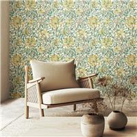 Hoopla Walls Honeysuckle Seafoam Wallpaper