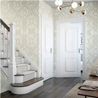 Hoopla Walls Ogee Damask Natural Wallpaper