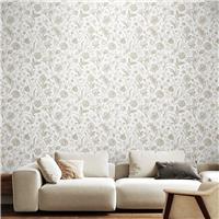 Hoopla Walls Purity Floral Toile Stone Wallpaper