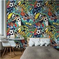 Origin Murals Sports Graffiti Blue Repeatable Wall Mural
