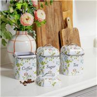Viewquest Laura Ashley Stainless Steel Set of 3 Floral Canisters - White