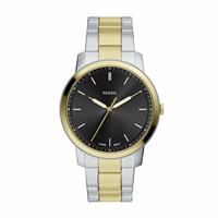 Fossil Men's Minimalist Three Hand Two Tone Stainless Steel Bracelet Watch