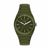 Fossil Men's Everett Three Hand Olive Green Silicone Strap Watch