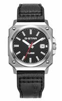 G Star Cube Men's Black Leather Strap Watch