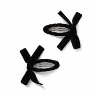Flitzy Black Velvet Bow Snap Clips