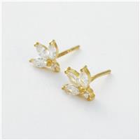 Revere Gold Plated Sterling Silver Marquise Cubic Zirconia Stud Earrings