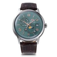 Orient Bambino Green Dial Brown Leather Strap Men's Watch