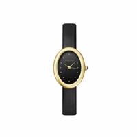 Rosefield Ovale Ladies Black Leather Strap Watch