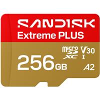 SanDisk Extreme PLUS 250MB/s microSDXC UHS-I Memory Card with Adaptor - 256GB