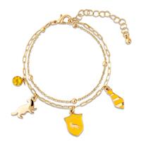Harry Potter Gold Tone Hufflepuff Charms Layered Bracelet