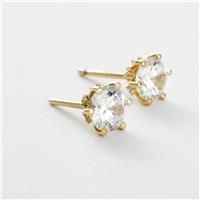 Revere Gold Plated 925 Sterling Silver Round Cubic Zirconia Stud Earrings