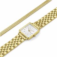 Rosefield Boxy XS Ladies Gold Stainless Steel Watch And Snake Bracelet Set