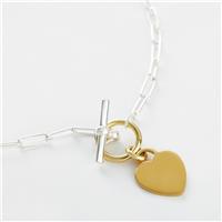 Revere 925 Sterling Silver Two Tone Heart Pendant Necklace