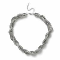 Freedom Silver Tone Plait Two Intertwined Strands Necklace