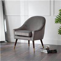 Julian Bowen Elliot Velvet Accent Chair Metal Feet - Grey