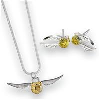 Harry Potter Snitch Silver Necklace and Earring Set