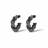Freedom Black Tone Crystal Twist Chunky Hoop Earrings