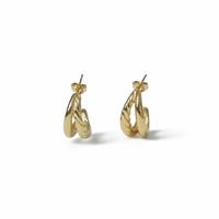 Freedom Gold Tone Stainless Steel Double Hoop Earrings