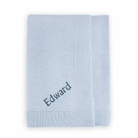Babyblooms Personalised Knitted Baby Blanket Gift Set - Blue