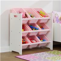 Liberty House Toys Kids 9 Bin Storage Unit - Pink and White