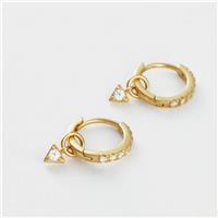 Revere Gold Plated Silver Cubic Zirconia Triangle Drop Huggies Earrings