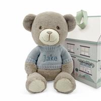 Babyblooms Personalised Frankie Bear With Knitted Jumper Gift Set - Blue