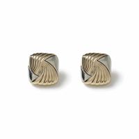 Freedom Two Tone Twisted Square Stud Earrings