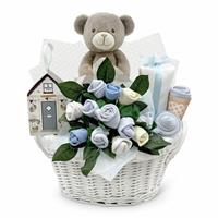 Babyblooms Frankie Bear New Baby Gift Basket - Blue
