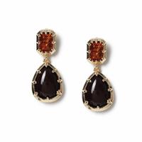 Freedom Amber Crystal and Deep Burgundy Teardrop Stone Drop Earrings