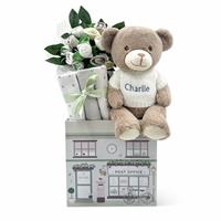 Babyblooms Personalised Bear And Welcome Baby Hamper - Grey