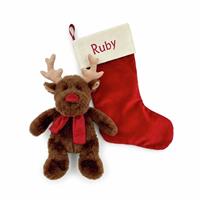 Babyblooms Personalised Christmas Stocking With Rudy Reindeer Gift Set
