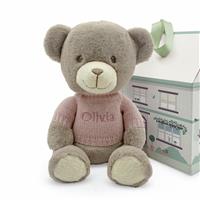Babyblooms Personalised Frankie Bear With Knitted Jumper Gift Set - Pink