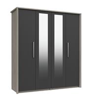 Grasmere 4 Door 2 Mirror Wardrobe - Dark Grey