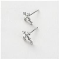 Revere Sterling Silver Round Cubic Zirconia Cross Stud Earrings