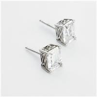 Revere Sterling Silver Emerald Cut White Cubic Zirconia Stud Earrings