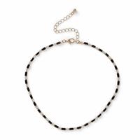 Freedom Gold Tone Black Crystal Thin Necklace