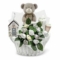 Babyblooms Frankie Bear New Baby Gift Basket - Grey