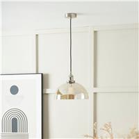 Pacific Cecilia Lustre Glass Adjustable Dome Pendant Light - Silver