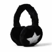 Flitzy Star Faux Fur Black Earmuffs