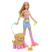 Barbie Pets Skate and Run Pup Blonde Doll with Puppy, Skates, and Accessories
