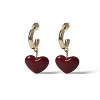 Freedom Burgundy Heart Drop Earrings