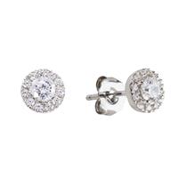 Revere 9ct White Gold Cubic Zirconia Halo Stud Earrings