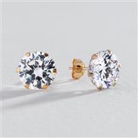 Revere 9ct Yellow Gold Round Cubic Zirconia Stud Earrings